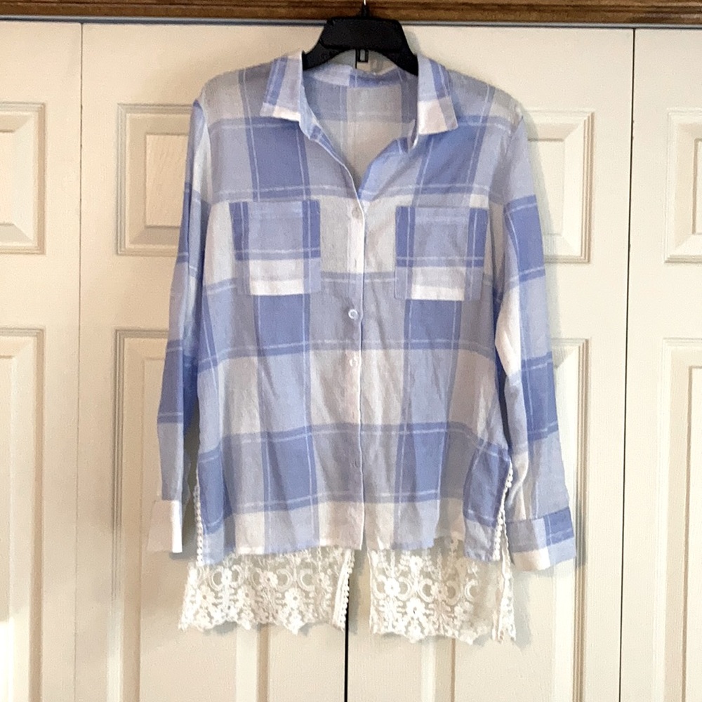 Blue Plaid Lace Shirt